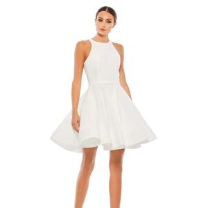 Mac Duggal | 48928 White High Neck Skater Dress Size 0 Ieena NWT bridal shower